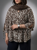 شومیز چین دار عروسکی زنانه طرح برگ